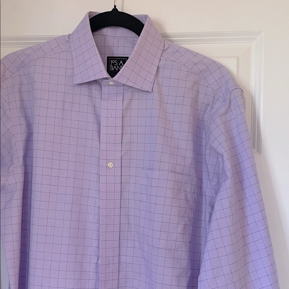 Joseph A Banks Men’s Purple Checkered Shirt 15 1/2x33 Preppy Date Night Office